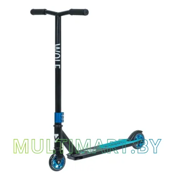Самокат Novatrack Wolf EL Alloy 100A.WOLF.BBL22 (черный/синий. 2022)